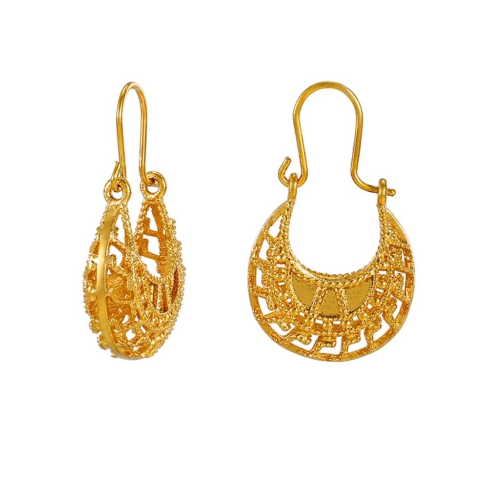 Textured Small Gold Plated Earrings